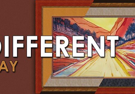 A painting of a road with the word different in front.